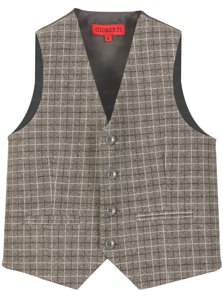 TODDLERS, KIDS, AND BOYS 4 BUTTON CHECKERED FORMAL SUIT VEST