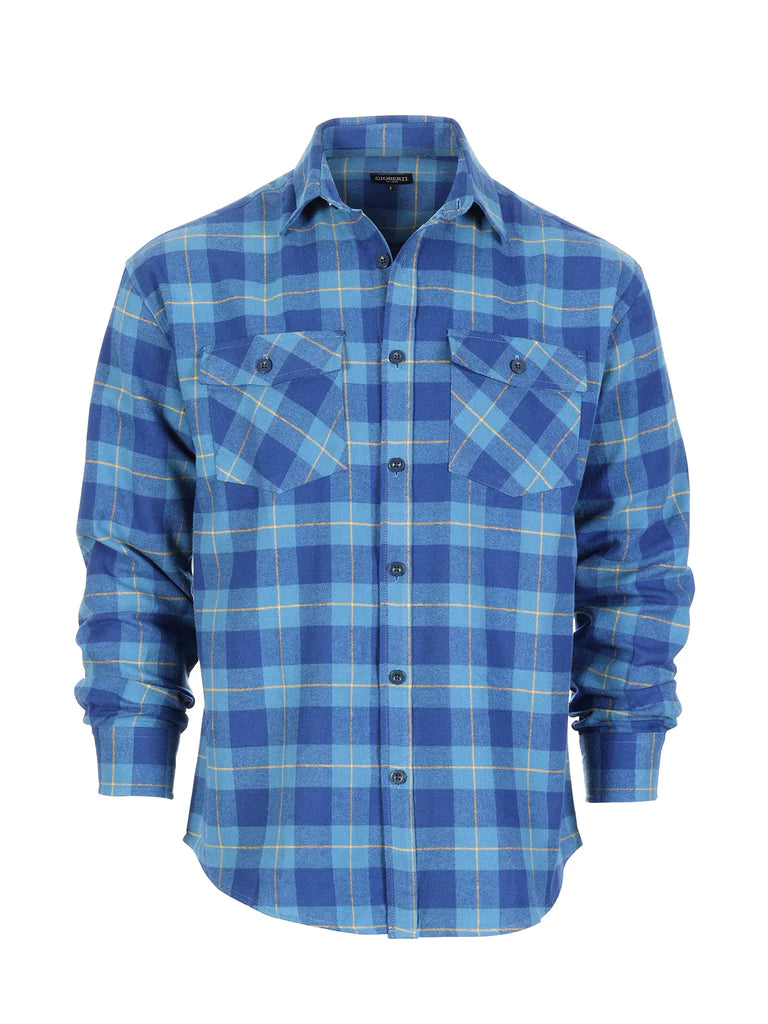 Men's Long Sleeve Plaid Flannel Shirt with pocket