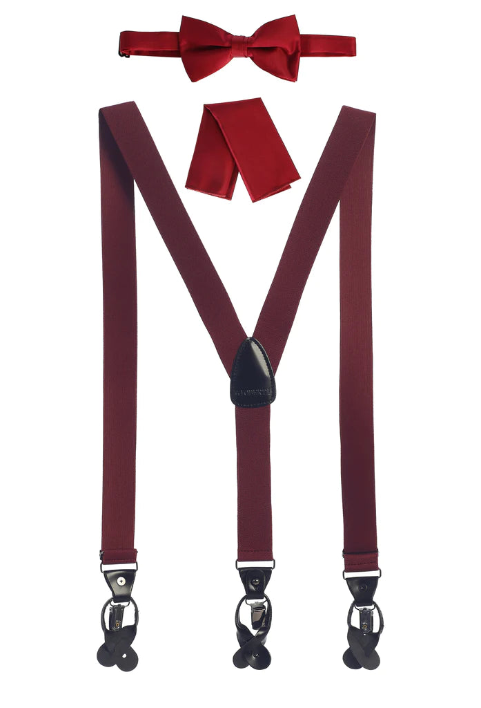 MEN'S CONVERTIBLE SUSPENDER BOW TIE AND HANKY SET