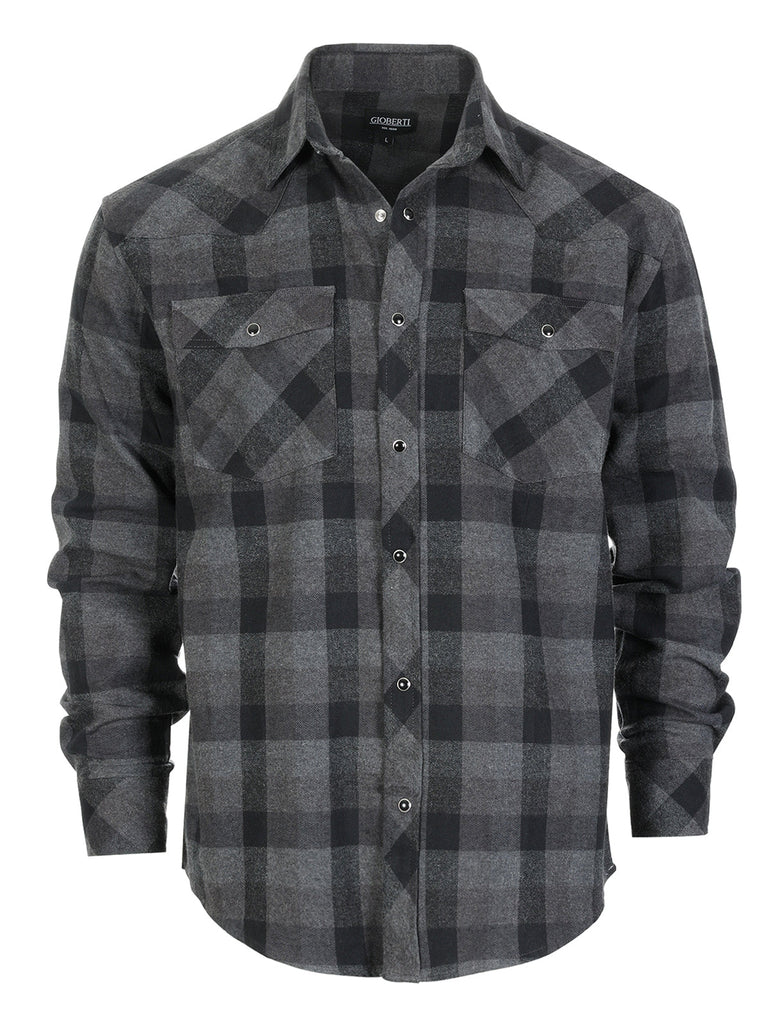 Men's Long Sleeve Plaid Flannel Shirt with pocket