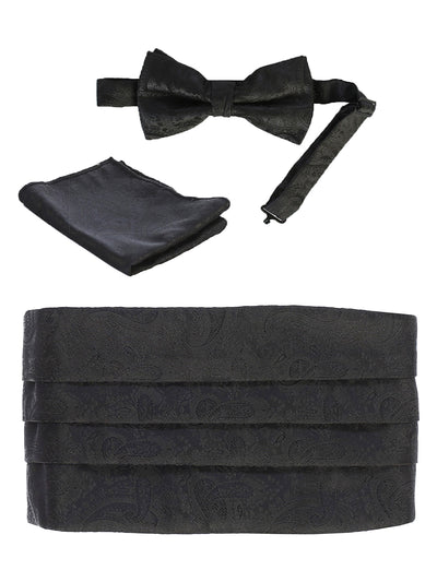 MEN'S ADJUSTABLE PAISLEY CUMMERBUND, BOW TIE & POCKET SQUARE SET