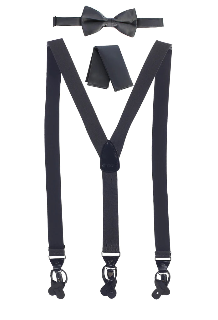 MEN'S CONVERTIBLE SUSPENDER BOW TIE AND HANKY SET