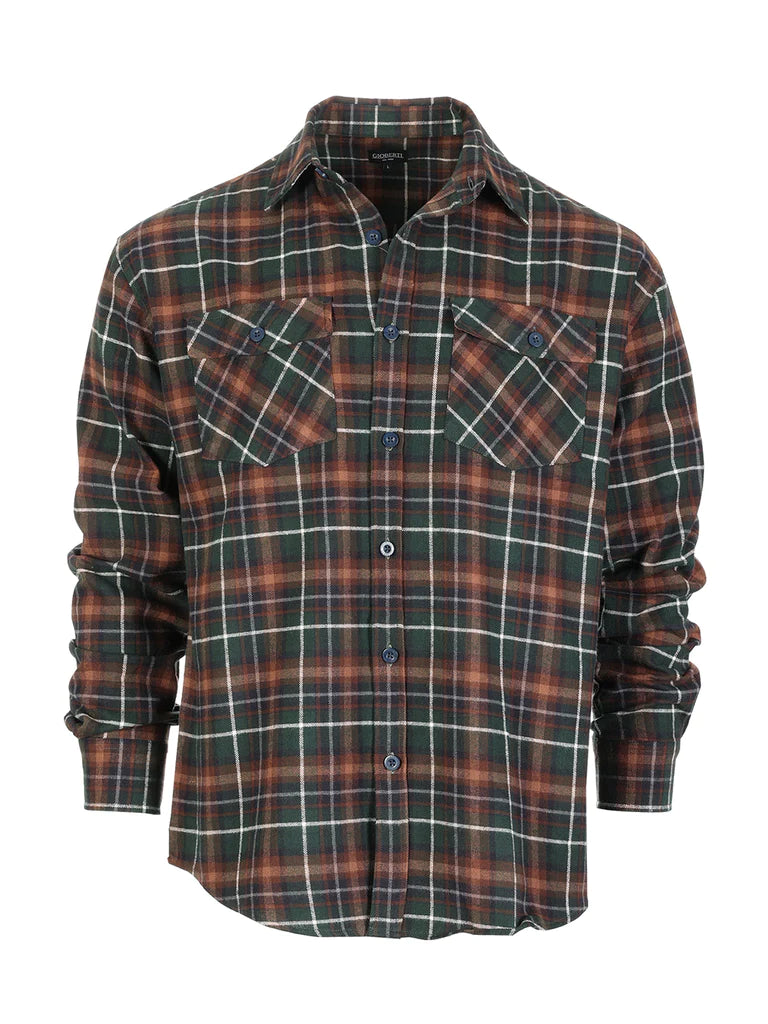 Men's Long Sleeve Plaid Flannel Shirt with pocket