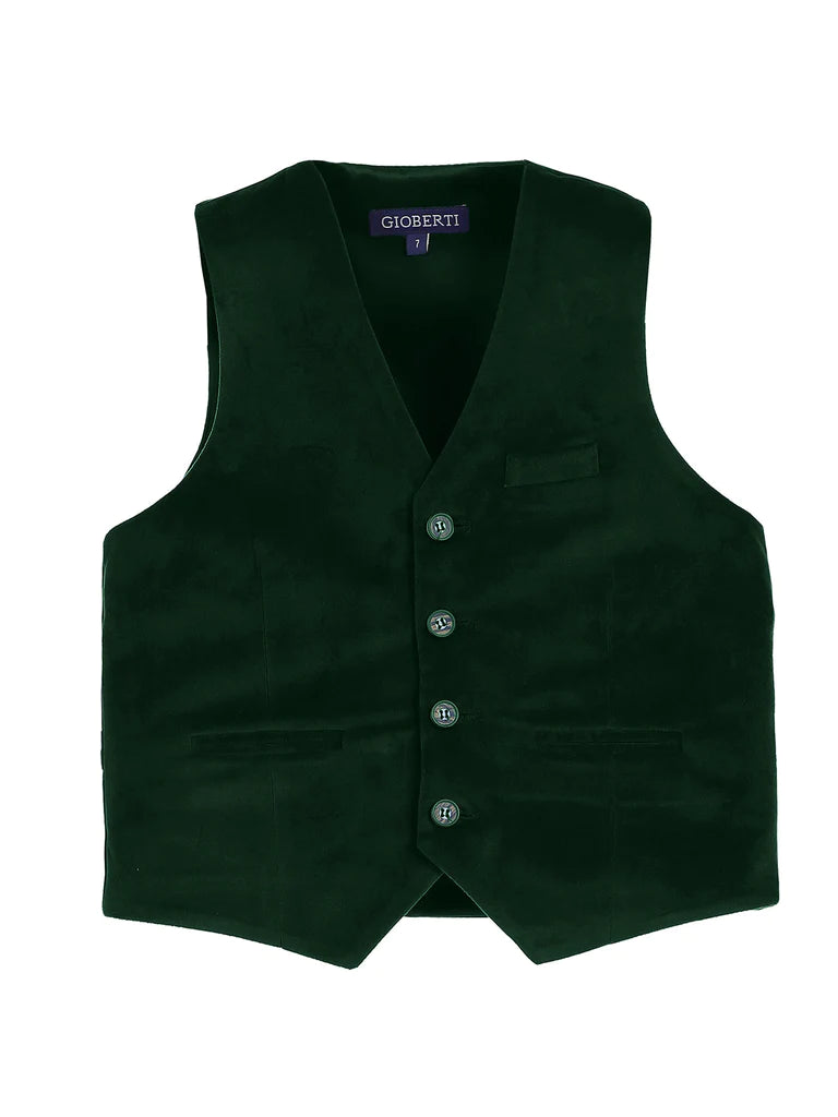 TODDLES , KIDS AND BOYS 4 BUTTON VELVET FORMAL SUIT VEST