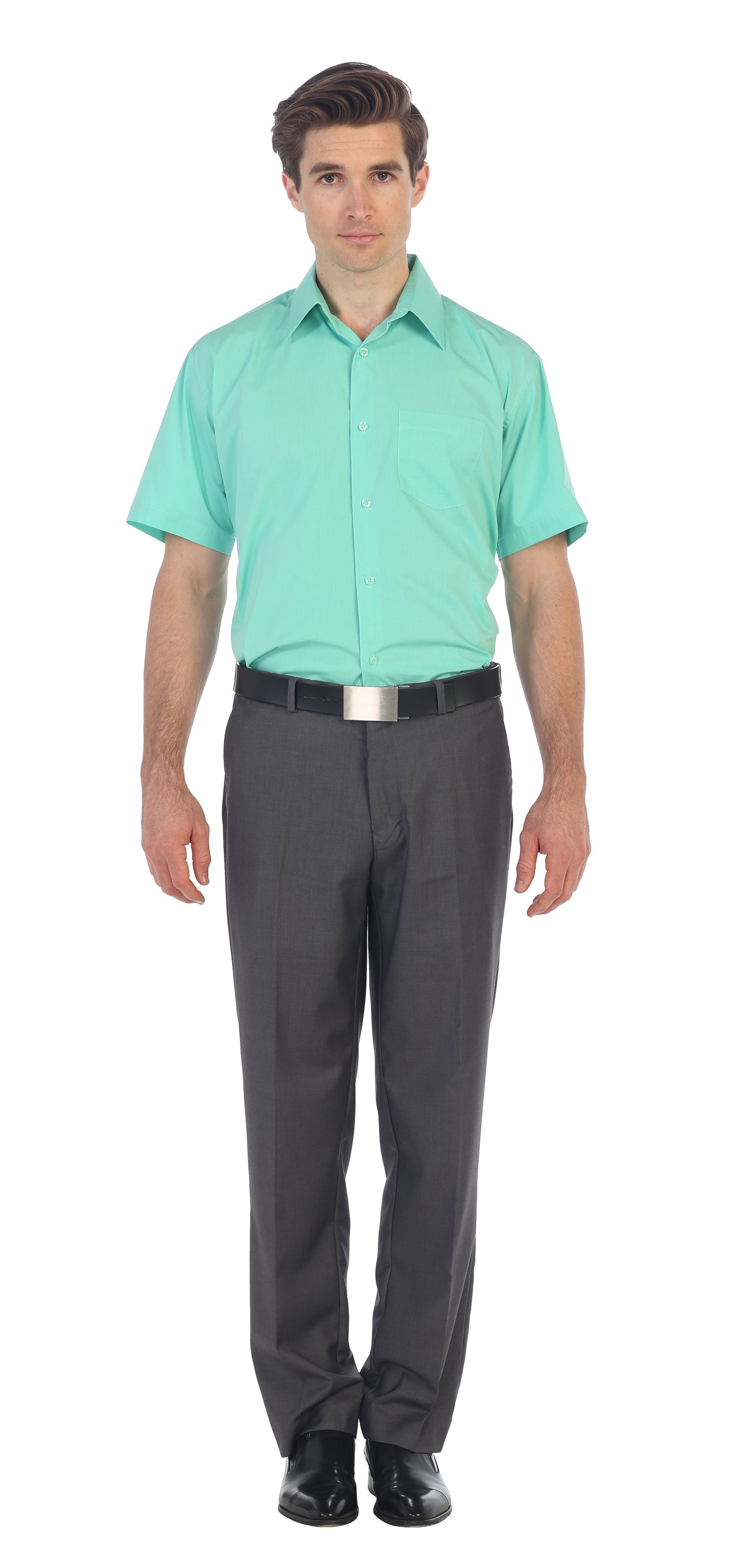 Men's Short Sleeve Solid Dress Shirt