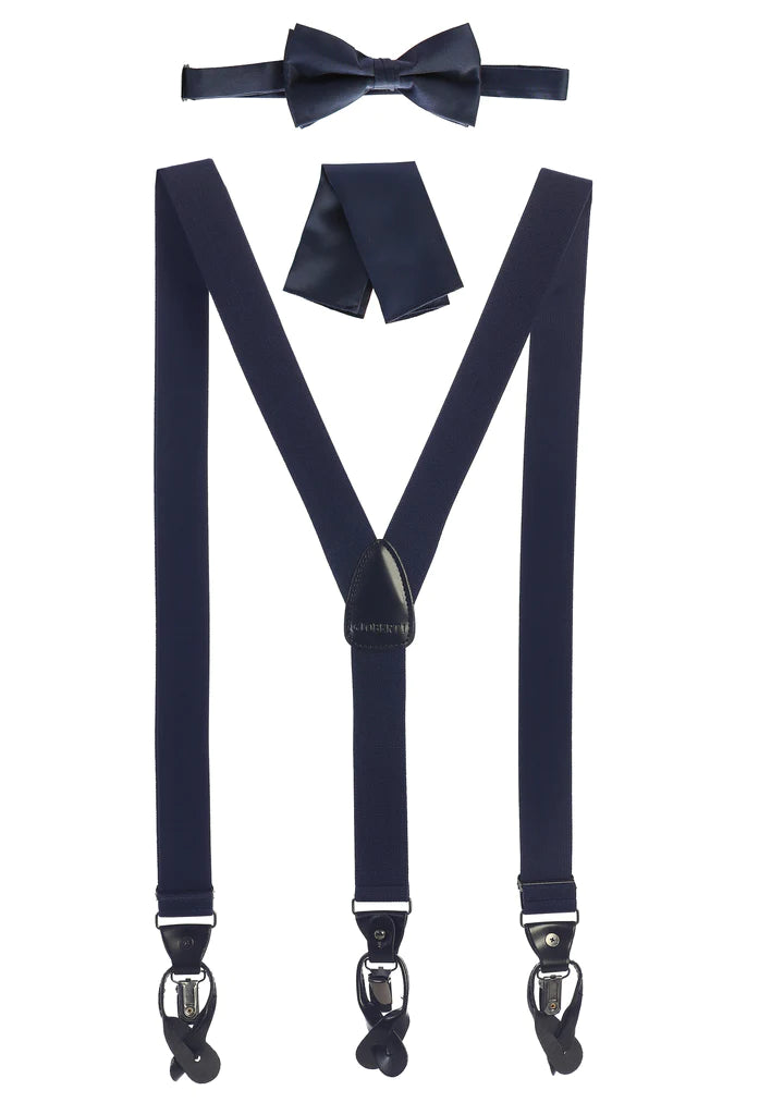 MEN'S CONVERTIBLE SUSPENDER BOW TIE AND HANKY SET