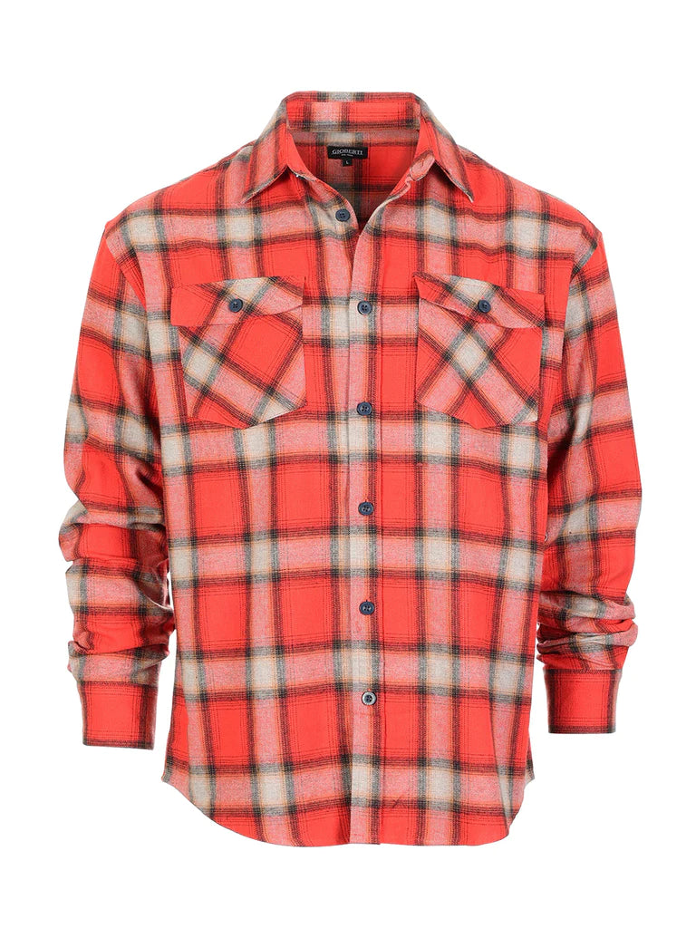 Men's Long Sleeve Plaid Flannel Shirt with pocket
