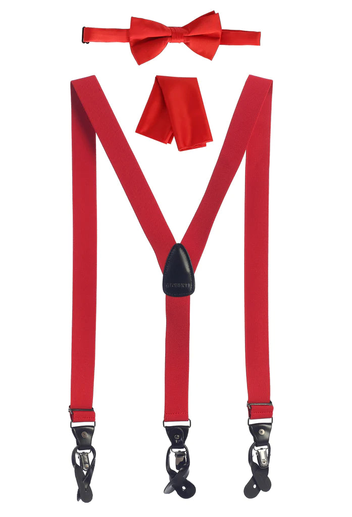 MEN'S CONVERTIBLE SUSPENDER BOW TIE AND HANKY SET