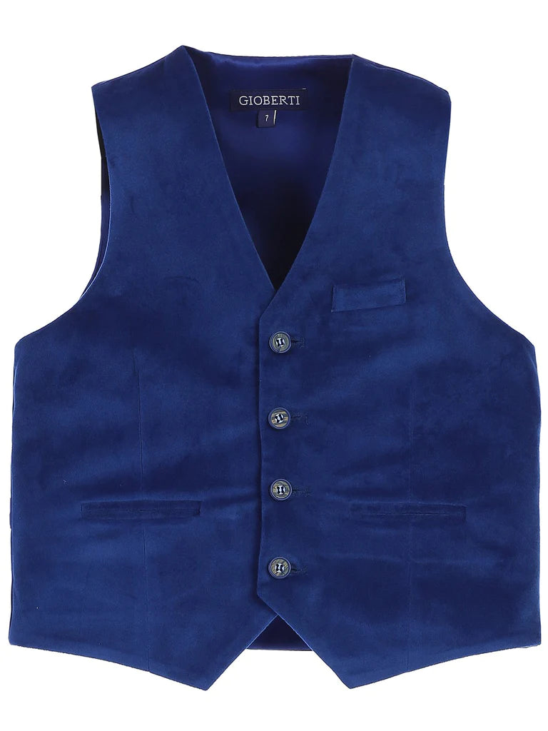 TODDLES , KIDS AND BOYS 4 BUTTON VELVET FORMAL SUIT VEST