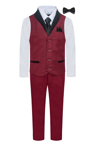 TUX-VS BURGUNDY BOY'S VEST SET SIZE 1-14