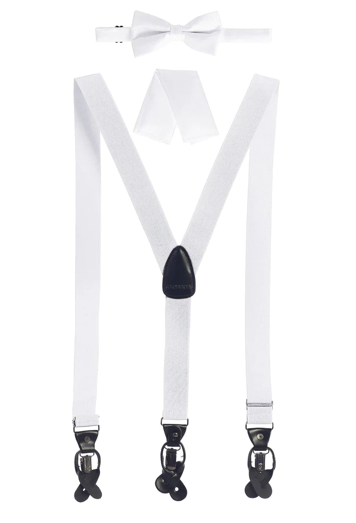 MEN'S CONVERTIBLE SUSPENDER BOW TIE AND HANKY SET