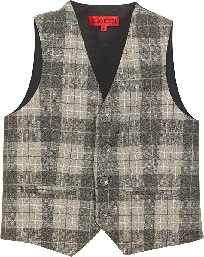 2 Piece Tweed Plaid Vest and Pants Set