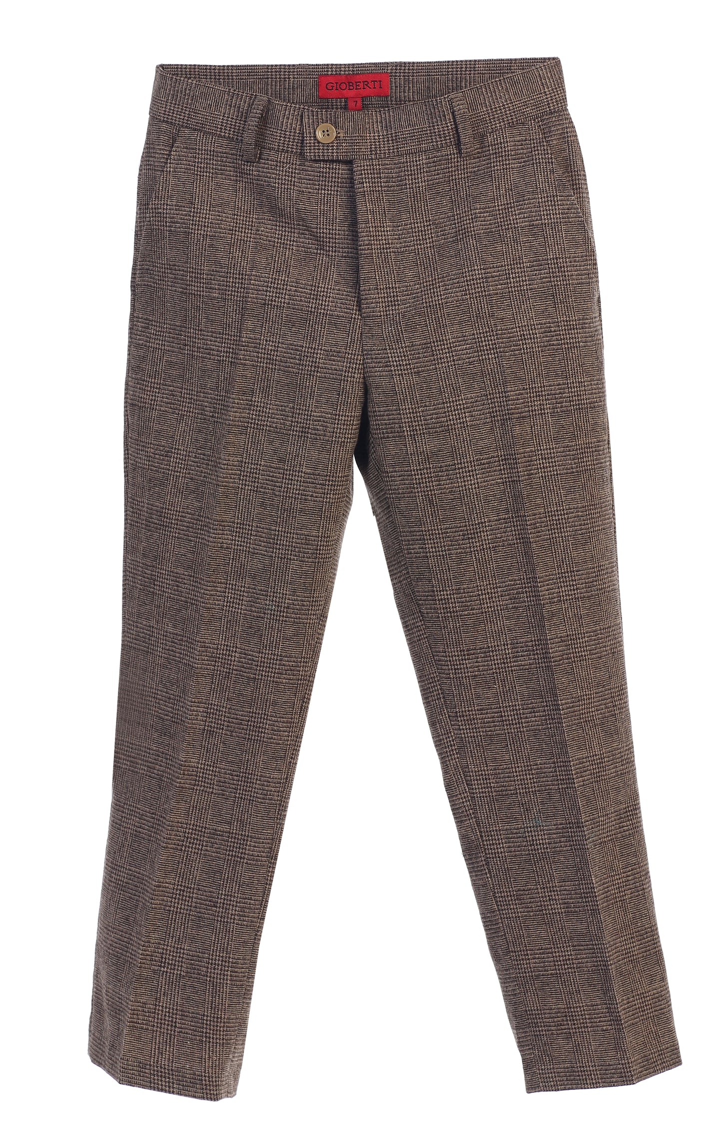 Boys 2 Piece Tweed Plaid Vest and Pants Set