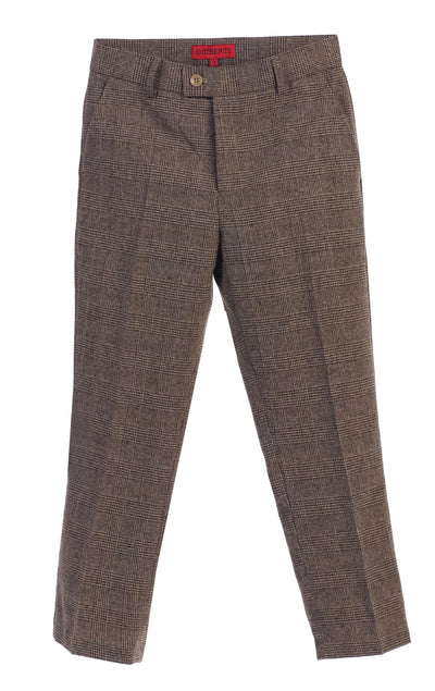 Boys 2 Piece Tweed Plaid Vest and Pants Set