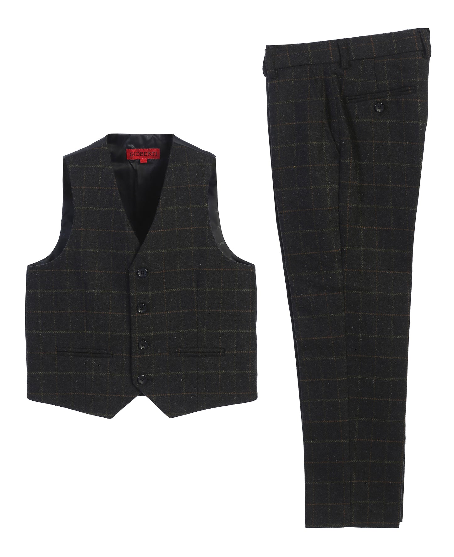 2 Piece Tweed Plaid Vest and Pants Set