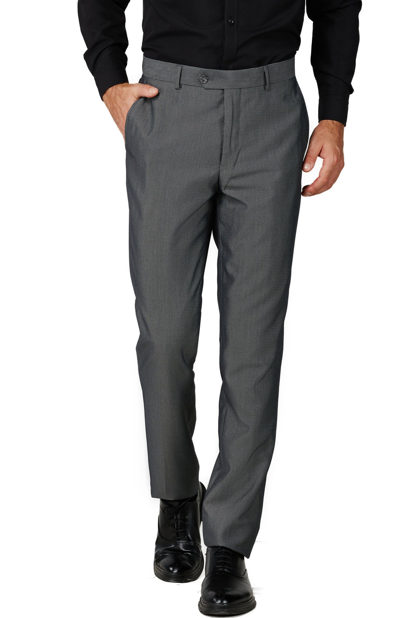Men's Shiny Charcoal Notched Lapel Suit Slim Fit (3 PCS)