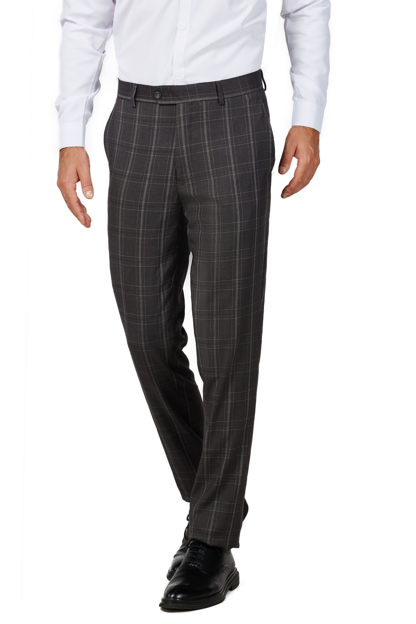 Men's Charcoal Checker Notched Lapel Suit Slim Fit (3 PCS)