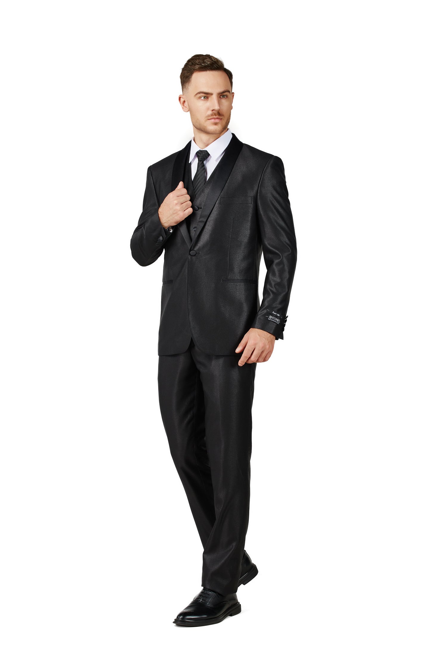 Men's Shiny Black Shawl Lapel Tuxedo Slim Fit (2 PCS)