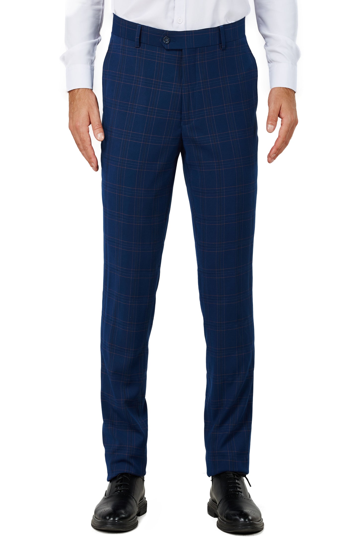 Men's Royal Blue Checker Notched Lapel Suit Slim Fit (3 PCS)