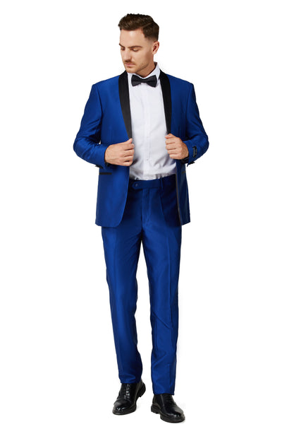 Men's Shiny Blue Shawl Lapel Tuxedo Slim Fit (2 PCS)