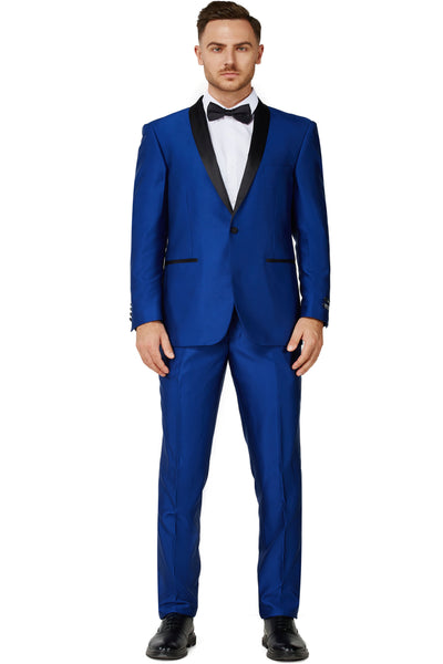 Men's Shiny Blue Shawl Lapel Tuxedo Slim Fit (2 PCS)