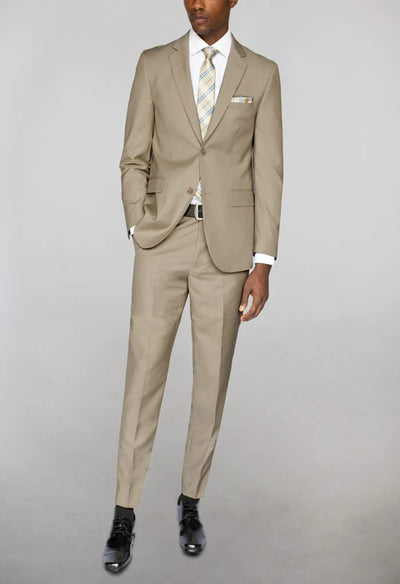 Men's Beige Notched Lapel Suit Slim Fit (2 PCS)