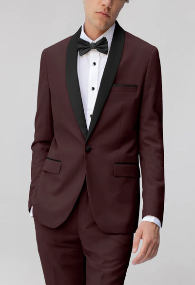 Men's Burgundy Shawl Lapel Suit Slim Fit (2 PCS)