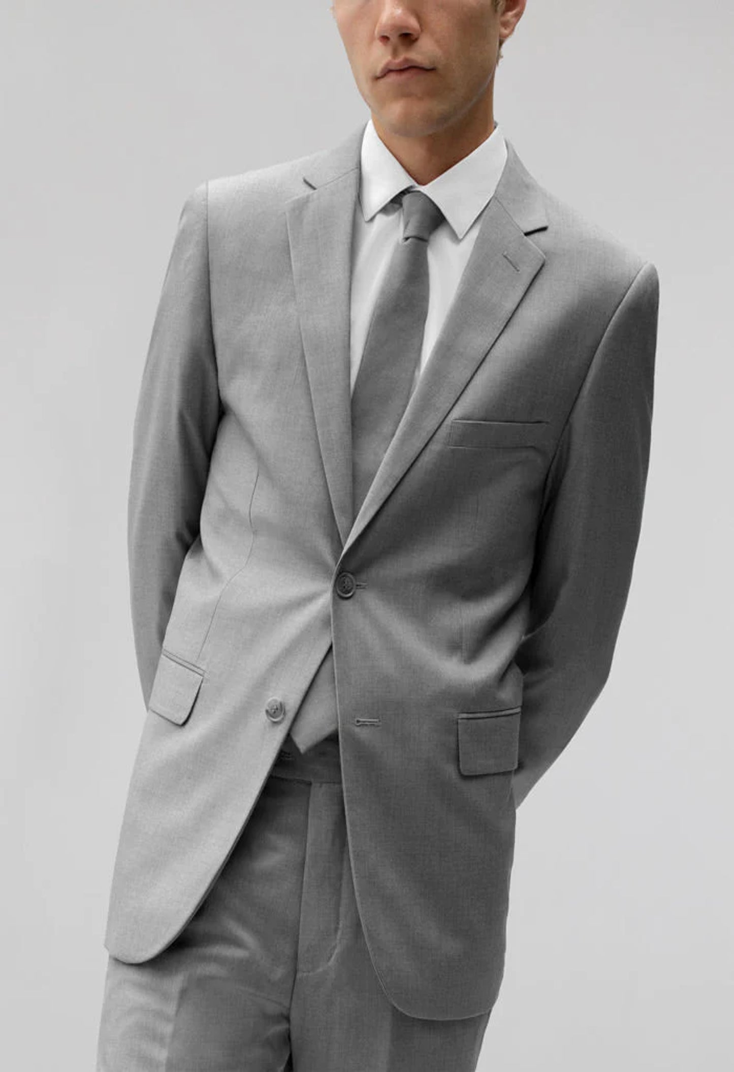 Men's Light Gray Notched Lapel Suit Slim Fit (2 PCS)