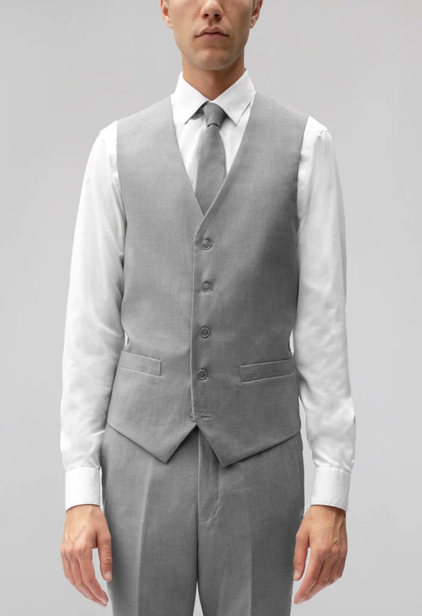 Men's Light Gray Notched Lapel Suit Slim Fit (3 PCS)